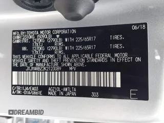 2019 Lexus NX with VIN JTJYARBZ2K2123089, listed as a IAAI auction lot 41909100 with 126,710 mi miles. Bid and sale history available at carsss.com. Image 9.