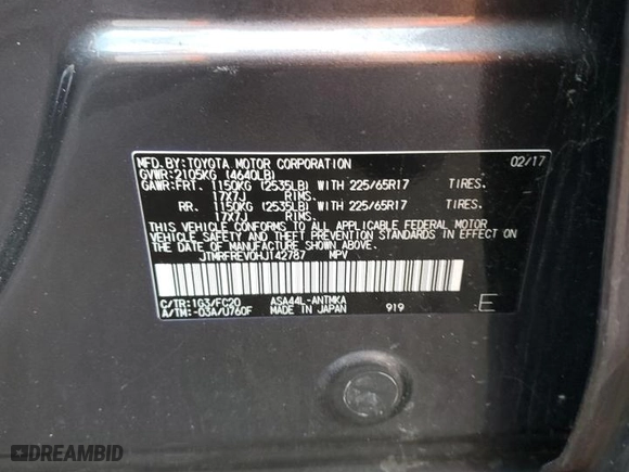 2017 Toyota RAV4 XLE with VIN JTMRFREV0HJ142787, listed as a Copart auction lot 73715624 with 0 mi miles and Salvage Title. Bid and sale history available at carsss.com. Image 12.