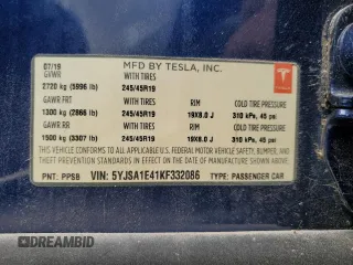 2019 Tesla Model S 100D с VIN 5YJSA1E41KF332086, выставлен на аукционе Copart как лот 74513814 с пробегом Не указан миль и Списание • Salvage title. История ставок и продаж доступна на DreamBid. Изображение 13.