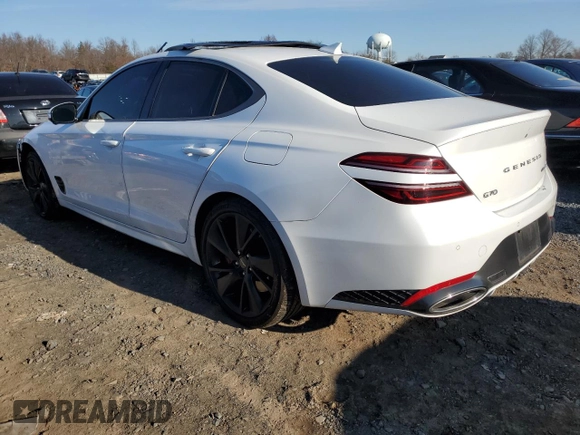 2023 Genesis G70 3.3T with VIN KMTG54TE4PU124582, listed as a Copart auction lot 82248474 with 16,644 mi miles and Salvage Title. Bid and sale history available at DreamBid. Image 2.