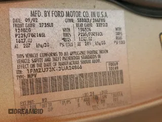 2003 Ford Explorer XLT с VIN 1FMZU73K13UA24866, выставлен на аукционе Copart как лот 57864625 с пробегом 252 887 миль миль и Списание • Salvage title. История ставок и продаж доступна на DreamBid. Изображение 13.