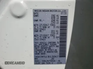 2020 Nissan Rogue S with VIN 5N1AT2MT5LC813067, listed as a Copart auction lot 59952695 with 38,467 mi miles and Salvage title. Bid and sale history available at DreamBid. Image 13.