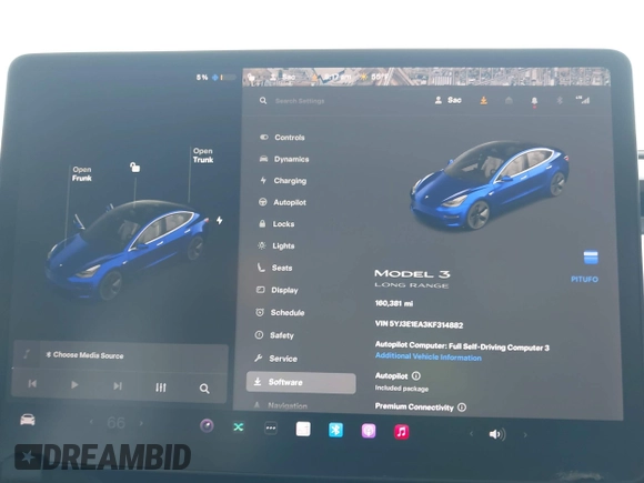 2019 Tesla Model 3 Mid Range z VIN 5YJ3E1EA3KF314882, wystawiony jako IAAI lot #42009874 z przebiegiem 160 381 mil mil oraz . Historia ofert i sprzedaży dostępna na DreamBid. Obrazek 7.