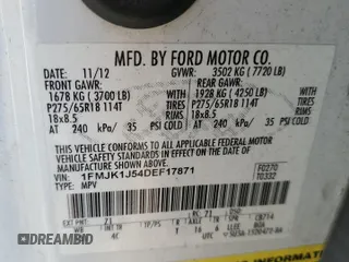 2013 Ford Expedition EL XLT with VIN 1FMJK1J54DEF17871, listed as a Copart auction lot 68041424 with 138,946 mi miles and Salvage Title. Bid and sale history available at carsss.com. Image 13.