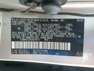 2005 Toyota Sienna XLE with VIN 5TDBA22C05S048417, listed as a Copart auction lot 58529365 with Not provided miles and Salvage title. Bid and sale history available at DreamBid. Image 13.
