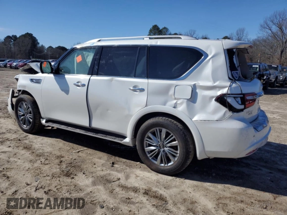 2024 Infiniti QX80 LUXE with VIN JN8AZ2AE2R9330185, listed as a Copart auction lot 45112575 with 0 mi miles and Salvage Title. Bid and sale history available at carsss.com. Image 2.