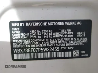 2023 BMW X1 xDrive28i with VIN WBX73EF07P5W32455, listed as a IAAI auction lot 41825701 with 12,453 mi miles and . Bid and sale history available at DreamBid. Image 9.