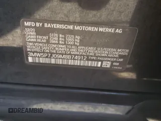 2021 BMW 3 Series 330e with VIN 3MW5P7J09M8B74912, listed as a Copart auction lot 50391615 with 0 mi miles and Salvage Title. Bid and sale history available at carsss.com. Image 14.