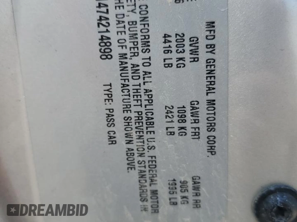 2007 Pontiac G6 G6 with VIN 1G2ZG58N474214898, listed as a Copart auction lot 52796475 with 181,637 mi miles and Salvage title. Bid and sale history available at DreamBid. Image 14.
