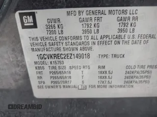 2014 Chevrolet Silverado 1500 LT with VIN 1GCVKREC2EZ149018, listed as a IAAI auction lot 41403200 with 153,760 mi miles and . Bid and sale history available at DreamBid. Image 9.