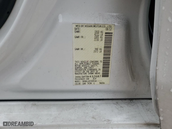 2013 Nissan Altima 2.5 SL with VIN 1N4AL3AP7DN432687, listed as a Copart auction lot 83036974 with 112,846 mi miles and Salvage Title. Bid and sale history available at carsss.com. Image 13.