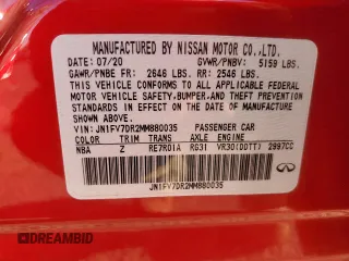 2021 Infiniti Q50 Red Sport 400 с VIN JN1FV7DR2MM880035, выставлен на аукционе Copart как лот 79927014 с пробегом 21 186 миль миль и Списание • Salvage title. История ставок и продаж доступна на DreamBid. Изображение 12.