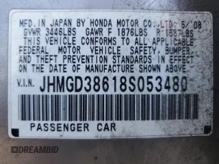 2008 Honda Fit Sport with VIN JHMGD38618S053480, listed as a Copart auction lot 89168925 with 141,850 mi miles and Salvage Title. Bid and sale history available at carsss.com. Image 12.