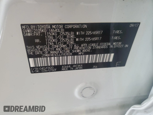 2018 Toyota RAV4 LE with VIN JTMBFREV2JJ182828, listed as a Copart auction lot 55668945 with 164,683 mi miles and Salvage Title. Bid and sale history available at DreamBid. Image 13.