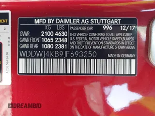 2018 Mercedes-Benz C 300 z VIN WDDWJ4KB9JF693250, wystawiony jako IAAI lot #41444482 z przebiegiem Nie podano mil oraz . Historia ofert i sprzedaży dostępna na DreamBid. Obrazek 9.
