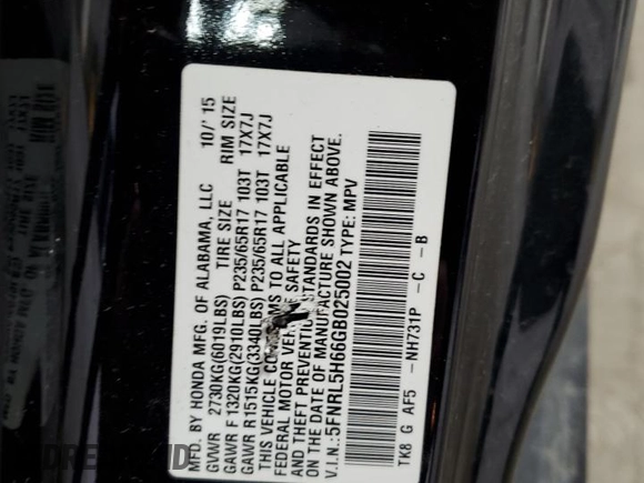 2016 Honda Odyssey EX-L with VIN 5FNRL5H66GB025002, listed as a Copart auction lot 52234075 with 139,604 mi miles and Salvage Title. Bid and sale history available at DreamBid. Image 14.