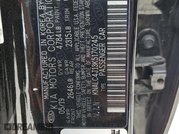 2019 Kia Cadenza Technology with VIN KNALC4J13K5170245, listed as a Copart auction lot 59153474 with 14,890 mi miles and Salvage Title. Bid and sale history available at carsss.com. Image 14.