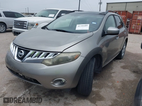 2009 Nissan Murano S with VIN JN8AZ18W49W139538, listed as a IAAI auction lot 41799409 with Not Provided miles and . Bid and sale history available at carsss.com. Image 2.