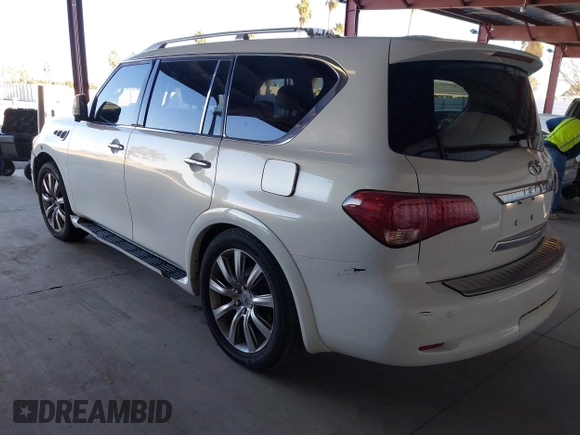 2012 Infiniti QX56 8-passenger with VIN JN8AZ2ND0C9715396, listed as a IAAI auction lot 41267602 with 206,630 mi miles and . Bid and sale history available at DreamBid. Image 3.