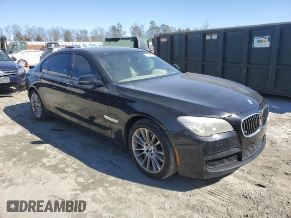 2013 BMW 7 Series 750Li with VIN WBAYE8C53DD132823, listed as a Copart auction lot 46090795 with 199,977 mi miles and Salvage title. Bid and sale history available at DreamBid. Image 4.