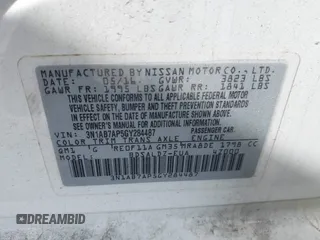 2016 Nissan Sentra SV with VIN 3N1AB7AP5GY284487, listed as a IAAI auction lot 42132677 with Not Provided miles and . Bid and sale history available at DreamBid. Image 9.