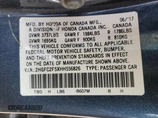 2017 Honda Civic Sedan LX with VIN 2HGFC2F5XHH556826, listed as a Copart auction lot 86706084 with 90,450 mi miles and Salvage Title. Bid and sale history available at carsss.com. Image 12.