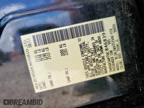 2013 Nissan Maxima SV с VIN 1N4AA5AP7DC846839, выставлен на аукционе Copart как лот 65953985 с пробегом 151 357 миль миль и Чистый • Clean title. История ставок и продаж доступна на DreamBid. Изображение 12.