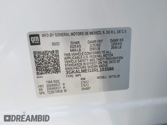 2024 GMC Terrain SLE z VIN 3GKALMEG3RL103586, wystawiony jako IAAI lot #42016804 z przebiegiem 21 596 mil mil oraz . Historia ofert i sprzedaży dostępna na DreamBid. Obrazek 9.
