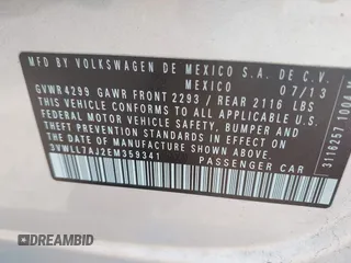 2014 Volkswagen Jetta TDI w/Premium with VIN 3VWLL7AJ2EM359341, listed as a IAAI auction lot 42030959 with 74,273 mi miles and . Bid and sale history available at DreamBid. Image 9.