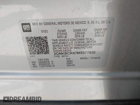 2021 Chevrolet Blazer LT z VIN 3GNKBCR47MS577835, wystawiony jako IAAI lot #42222310 z przebiegiem 26 030 mil mil oraz . Historia ofert i sprzedaży dostępna na DreamBid. Obrazek 9.