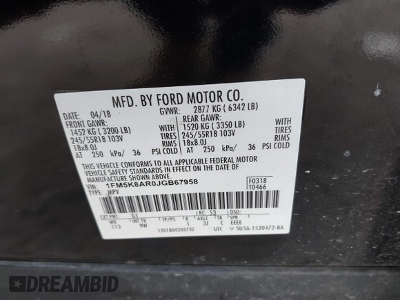 2018 Ford Police Interceptor Utility с VIN 1FM5K8AR0JGB67958, выставлен на аукционе IAAI как лот 41822748 с пробегом 153 423 миль миль и . История ставок и продаж доступна на DreamBid. Изображение 9.