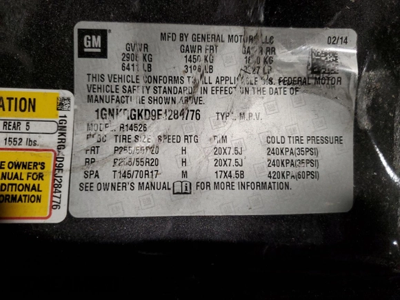 2014 Chevrolet Traverse LT with VIN 1GNKRGKD9EJ284776, listed as a Copart auction lot 45984965 with 153,772 mi miles and Salvage Title. Bid and sale history available at carsss.com. Image 15.