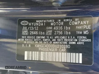 2013 Hyundai Genesis 3.8L with VIN KMHGC4DD0DU210280, listed as a Copart auction lot 72359714 with 208,697 mi miles and Salvage Title. Bid and sale history available at carsss.com. Image 14.