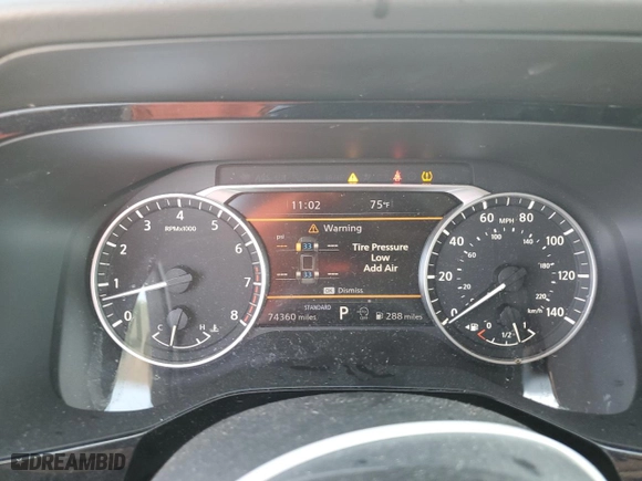 2022 Nissan Pathfinder SL with VIN 5N1DR3CA9NC204455, listed as a Copart auction lot 74389134 with 74,360 mi miles and Salvage Title. Bid and sale history available at carsss.com. Image 9.