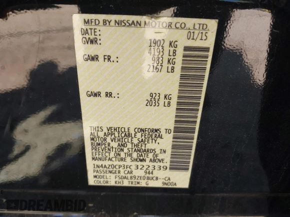 2015 Nissan LEAF S с VIN 1N4AZ0CP3FC322339, выставлен на аукционе IAAI как лот 42060240 с пробегом 71 189 миль миль и . История ставок и продаж доступна на DreamBid. Изображение 9.