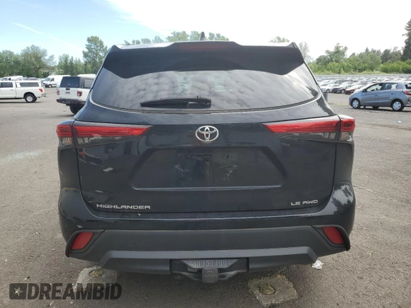 2022 Toyota Highlander LE with VIN 5TDBZRBH5NS193739, listed as a Copart auction lot 59274444 with 13,804 mi miles and Salvage title. Bid and sale history available at DreamBid. Image 6.