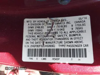 2014 Honda Civic LX z VIN 2HGFB2F50EH528385, wystawiony jako IAAI lot #42129121 z przebiegiem 124 820 mil mil oraz . Historia ofert i sprzedaży dostępna na DreamBid. Obrazek 9.