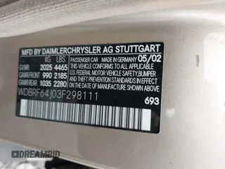 2003 Mercedes-Benz C 320 with VIN WDBRF64J03F298111, listed as a IAAI auction lot 42112965 with 198,974 mi miles and . Bid and sale history available at DreamBid. Image 9.