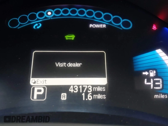 2012 Nissan LEAF SL with VIN JN1AZ0CPXCT022337, listed as a IAAI auction lot 40299658 with 43,173 mi miles. Bid and sale history available at carsss.com. Image 12.
