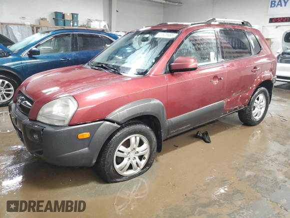 2007 Hyundai Tucson SE with VIN KM8JN12D97U635826, listed as a Copart auction lot 41825685 with 164,090 mi miles and Salvage Title. Bid and sale history available at carsss.com. Image 1.