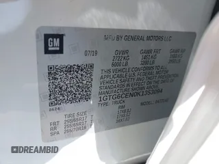 2019 GMC Canyon 4WD SLE z VIN 1GTG6CEN0K1353094, wystawiony jako IAAI lot #42065160 z przebiegiem 73 235 mil mil oraz . Historia ofert i sprzedaży dostępna na DreamBid. Obrazek 9.