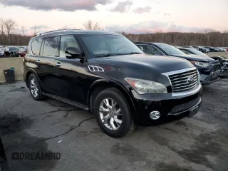 2012 Infiniti QX56 7-passenger with VIN JN8AZ2NE1C9015556, listed as a Copart auction lot 81671054 with 158,247 mi miles and Salvage Title. Bid and sale history available at carsss.com. Image 4.
