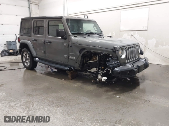 2019 Jeep Wrangler Unlimited Sahara with VIN 1C4HJXEG9KW656454, listed as a IAAI auction lot 41648236 with 75,403 mi miles and . Bid and sale history available at DreamBid. Image 1.