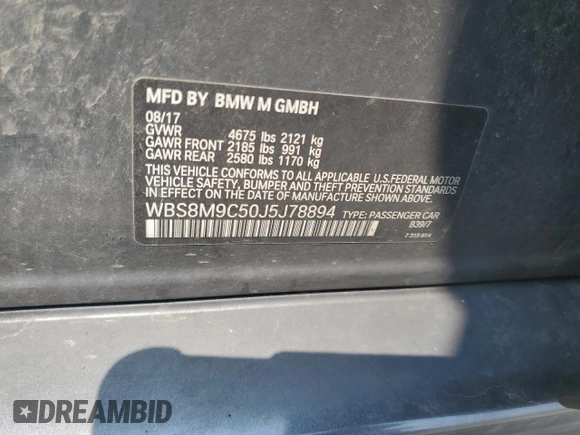 2018 BMW M3 with VIN WBS8M9C50J5J78894, listed as a Copart auction lot 64039565 with 76,308 mi miles and Clean title. Bid and sale history available at DreamBid. Image 12.