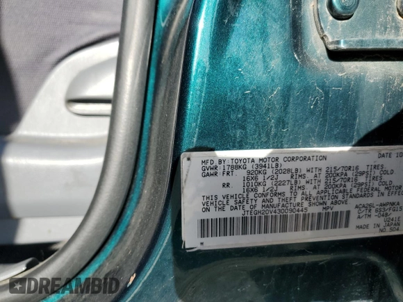 2003 Toyota RAV4 with VIN JTEGH20V430090445, listed as a Copart auction lot 49053285 with 194,824 mi miles and Salvage Title. Bid and sale history available at carsss.com. Image 13.