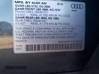 2018 Audi SQ5 Prestige with VIN WA1C4AFY0J2182559, listed as a Copart auction lot 78386744 with 43,670 mi miles and Salvage Title. Bid and sale history available at DreamBid. Image 12.