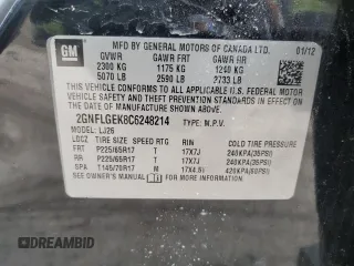 2012 Chevrolet Equinox LTZ with VIN 2GNFLGEK8C6248214, listed as a Copart auction lot 47811145 with 127,478 mi miles and Salvage Title. Bid and sale history available at carsss.com. Image 13.