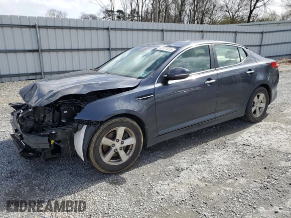 2015 Kia Optima LX with VIN KNAGM4A70F5636996, listed as a Copart auction lot 47571015 with 141,234 mi miles and Salvage Title. Bid and sale history available at carsss.com. Image 1.