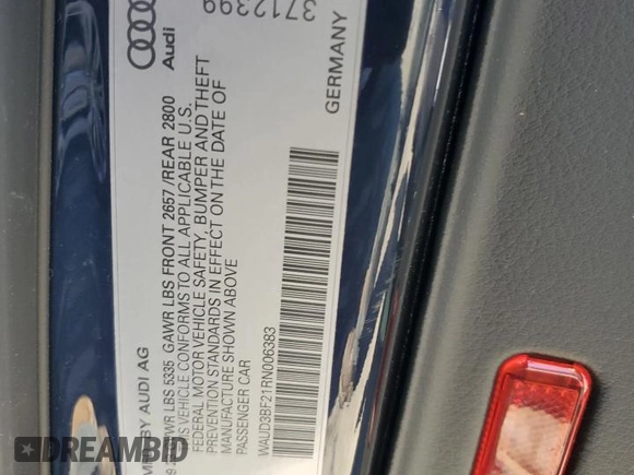 2024 Audi A6 Premium z VIN WAUD3BF21RN006383, wystawiony jako Copart lot #48121235 z przebiegiem Nie podano mil oraz Szkoda całkowita • Salvage title. Historia ofert i sprzedaży dostępna na DreamBid. Obrazek 12.