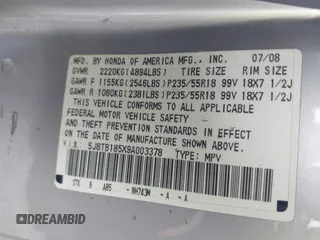 2009 Acura RDX Technology с VIN 5J8TB185X9A003378, выставлен на аукционе IAAI как лот 42032846 с пробегом 230 570 миль миль и . История ставок и продаж доступна на DreamBid. Изображение 9.